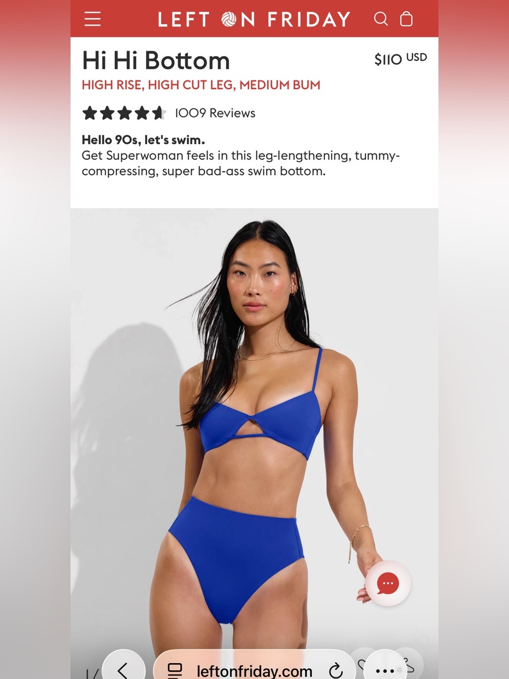 Left On Friday Vivid Blue Scoop Bikini Top & High-Cut Bottoms - Picture 2 of 12